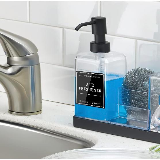 36PCS Waterproof Labels for Bottles, Hand Soap Lotion Shampoo and Conditioner Dispenser Label Stickers, Removable Cleaning Bathroom Labels for Glass