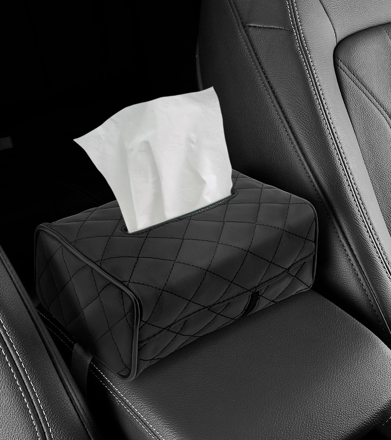 

Gladgogo Держатель для салфеток в автомобиль Кожаный чехол для салфеток в автомобиль Козырек Чехол для салфеток Салфетница Подголовник/Подлокотник/Солнцезащитный козырек Легкая установка Черный