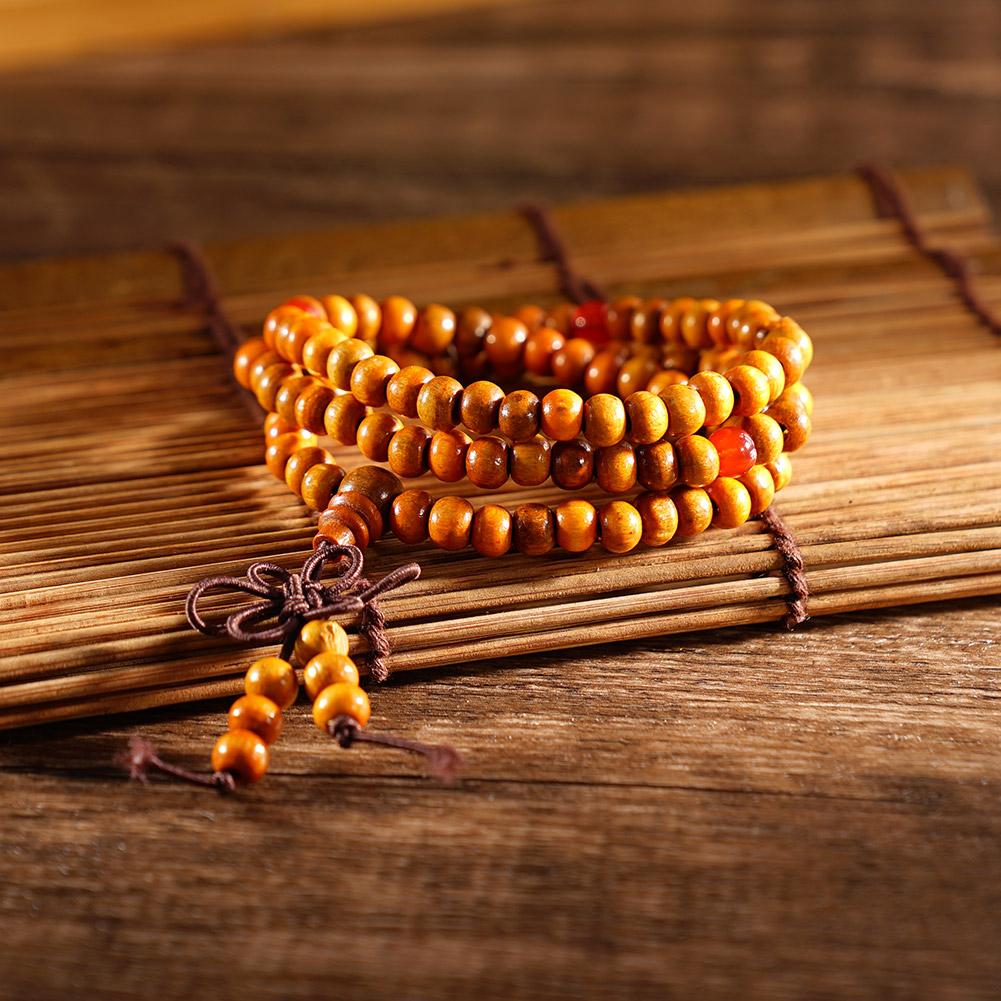 6mm Natural Sandalwood Buddhist Buddha Meditation 108 Beads Wood Prayer Bead Mala Bracelet Women Men Jewelry