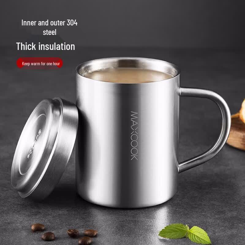 MAXCOOK 304 Stainless Steel Double-Wall Kids Cup with Lid