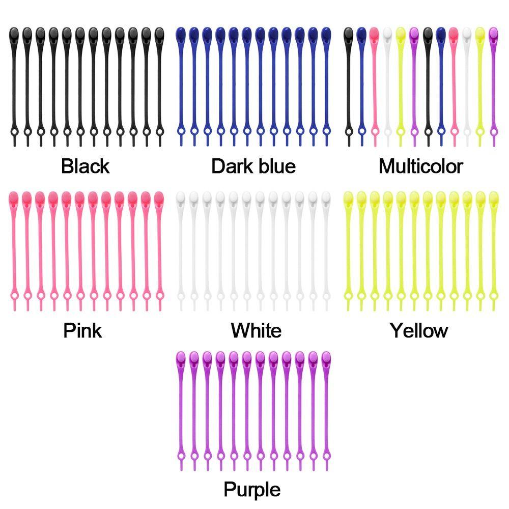 12Pcs/set Solid Color Stretch Shoelace Silicone Lazy People's Shoe Strap Durable Sneakers Laces