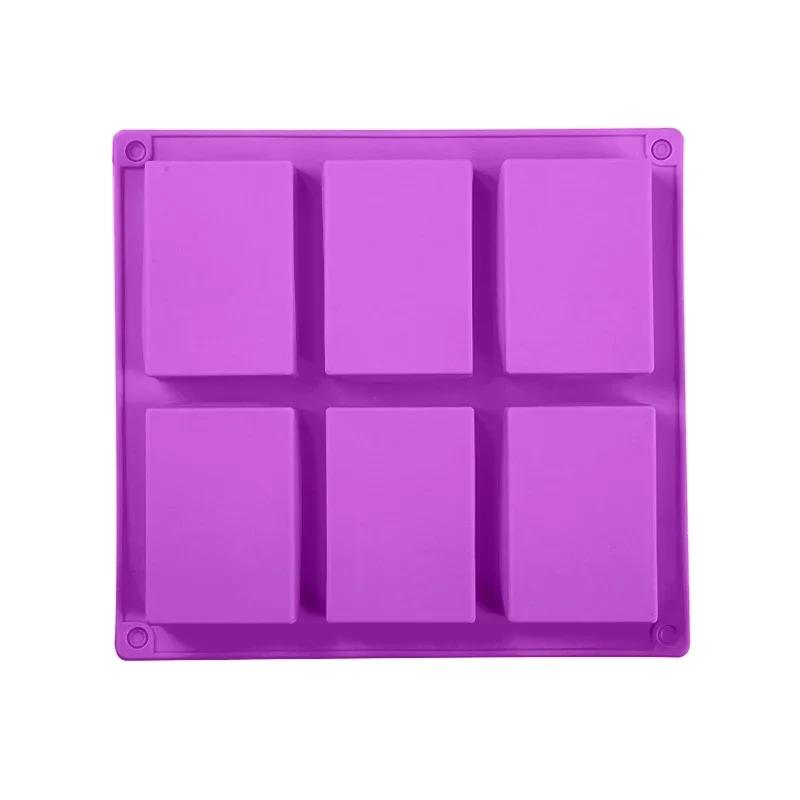 6 Cavity Soap Mold Square Silicone Mold for Making Soaps Rectangle DIY Handmade Soap Form Tray Cake Mould