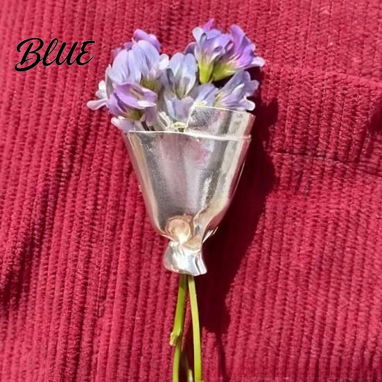 Bouquet Clip Brooch 2Pcs Artful Flower Vase Real/Dried Holder Exquisite