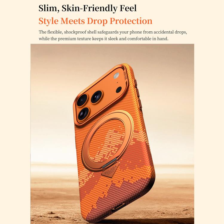 SULADA Kevlar Pixel Grid Texture Rotation Magnetic Holder Phone Case