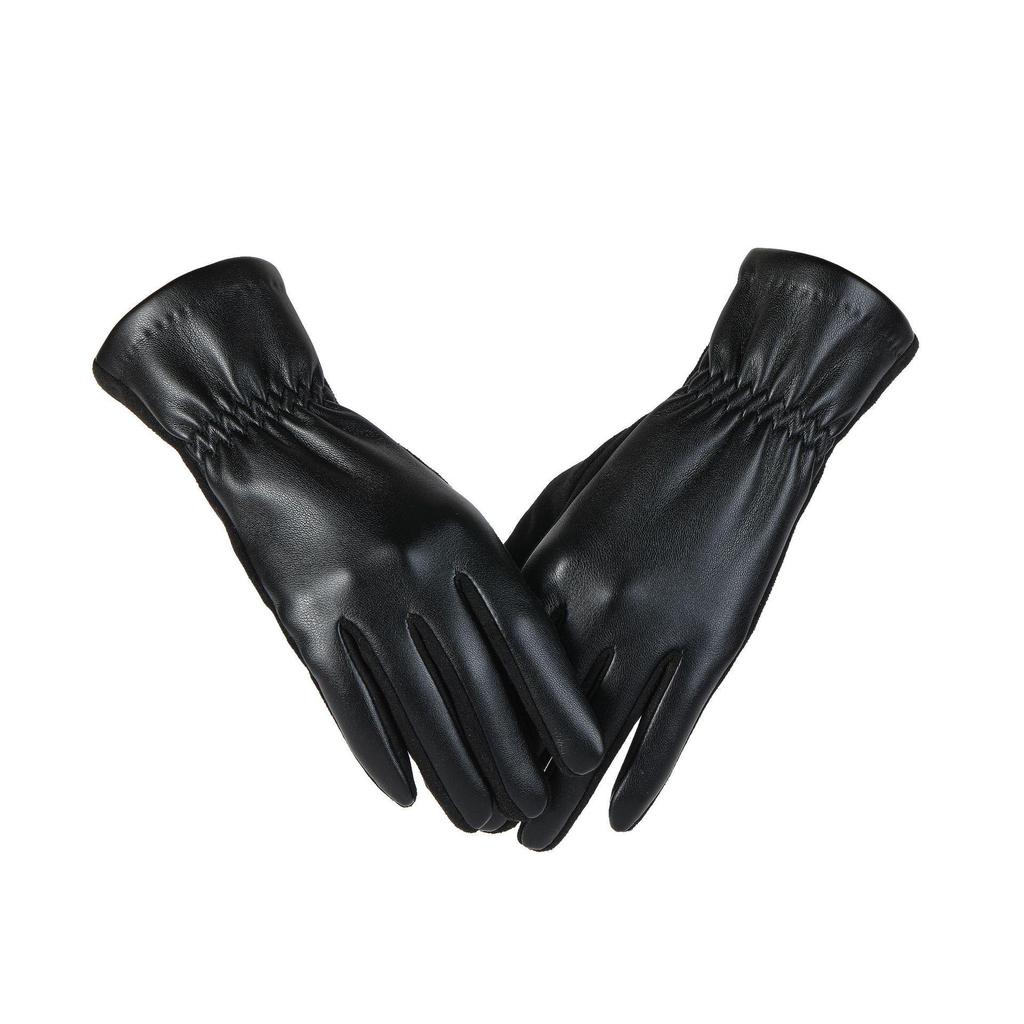Women's Winter PU Leather Touchscreen Gloves – Fashionable, Windproof & Warm for Outdoor Cycling