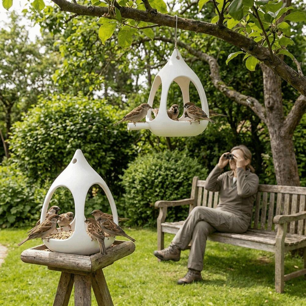 Plastic Bird Feeder House Water-Resistant Bird Food Container Feeding Station  for Bird Lovers