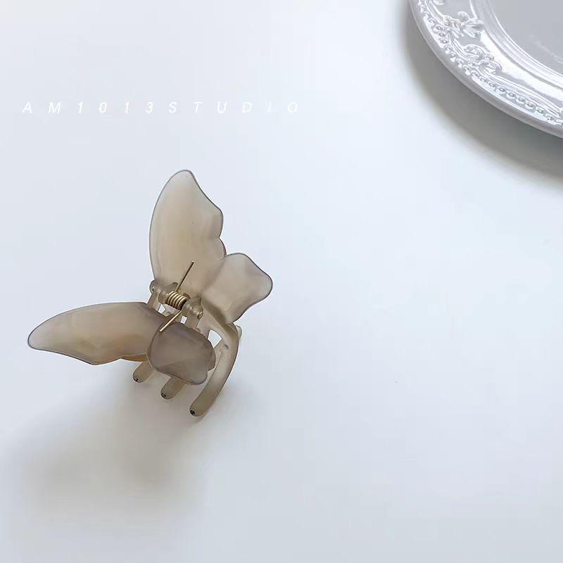 Fairy Transparent Butterfly Hair Clip: Frosted Shark Claw for Half-Tied Summer Styles