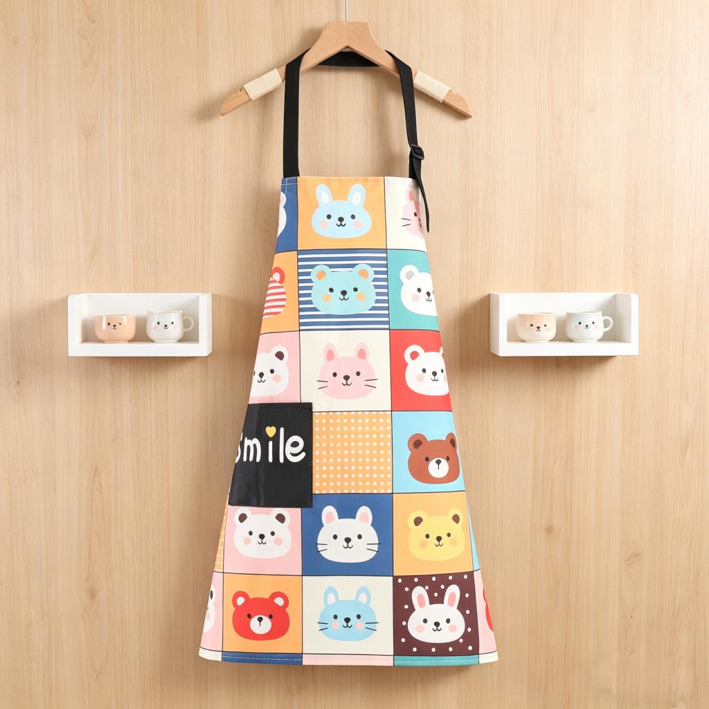 Oil-proof Waterproof Cartoon Kitchen Apron for Women - Wear-resistant Waist Apron for Cooking, Catering, and Restaurants