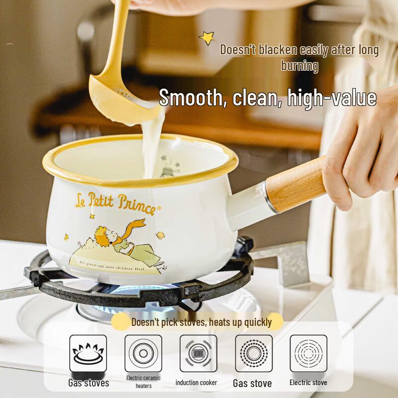 Shu Ke 1,2L smaltovaný hrnec na mléko 'Šťastný sáček'