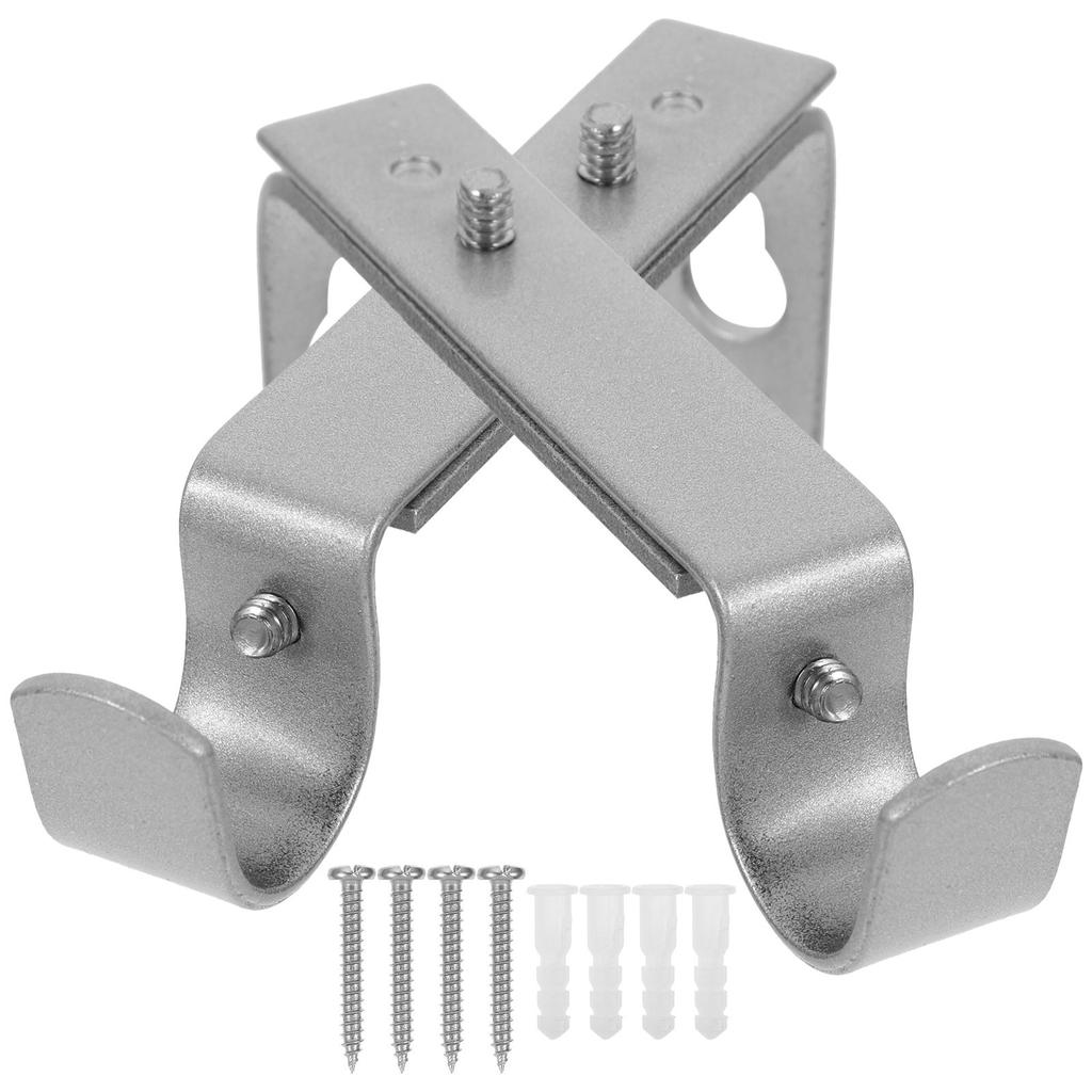 2Pcs Curtain Rod Brackets Adjustable Iron Curtain Holder for Home Window Drapery Rod Pole Mounting Holder Coffee Color