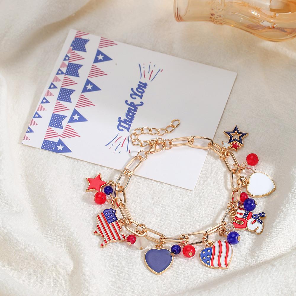Usa Flag Beaded Bracelet Handmade Geometric Jewelry For Independence Day Celebrations