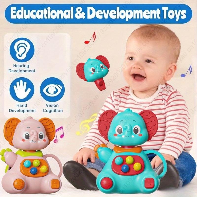 Baby Rattle Toy with Elephant Shapes - Sensory Development Toy for Infants & Toddlers, Mixed Colors - Hand-Eye Coordination,