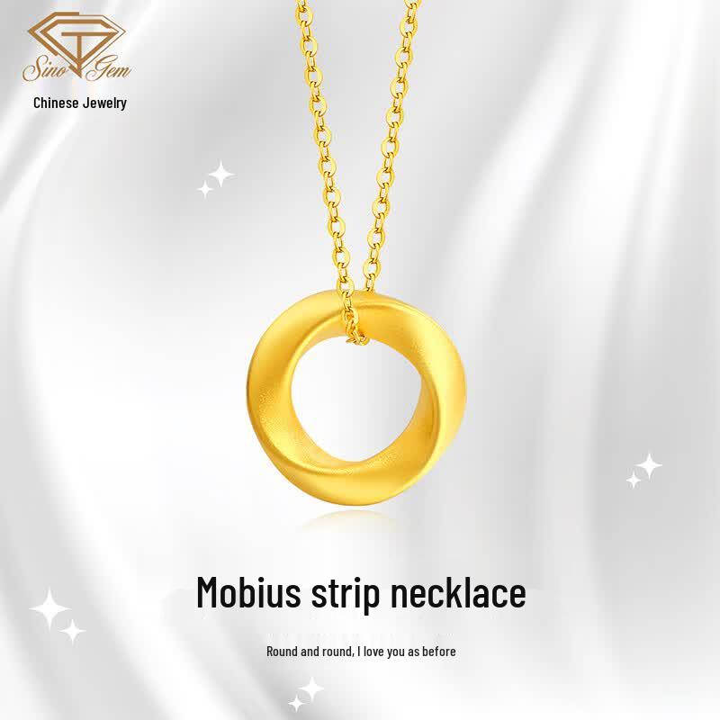 Pure Gold Mobius Ring Pendant Necklace