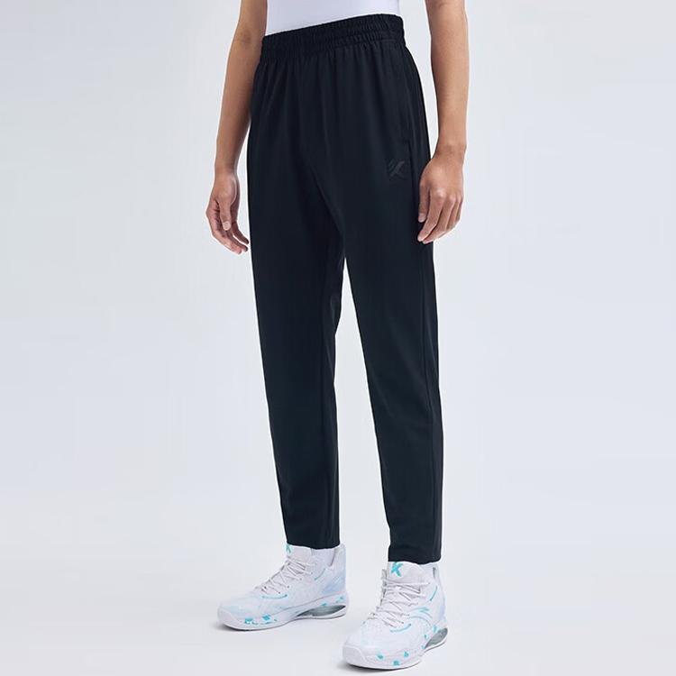 Anta Basketball Series Solid Color Logo Straight-Leg Casual Pants Men Bottoms Black 152321304-2