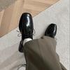 Herrenschuhe Schwarz Leder Quadratische Spitze Derby - Höhensteigernd, Dicke Sohle, Britischer Stil, Formell & Lässig für Business, Hochzeiten & Bräutigame.
