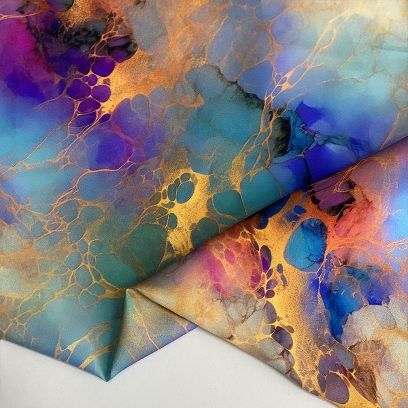 145x100cm Tela de Algodón Seda Artificial Colorida Azul Verano Suave Sedoso Material Vestido Qipao Rayón Manualidades DIY Costura Suministros para Ropa