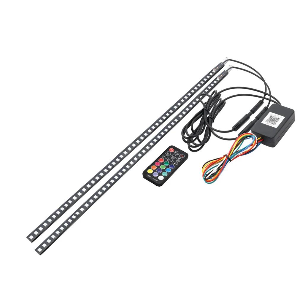 Universal 56cm DC 12V 48 LED RGB Lights Car Scanner Knight Rider Strobe Flash Light Strip With Remote Control Car Accessories