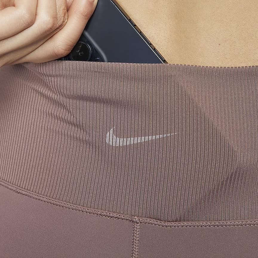 Nike One Rib Solid Color Simple Quick-Dry High-Waisted Nine-Point Tight Sports Leggings Women leggings Smoke-Gray Purple Red FN4972-208
