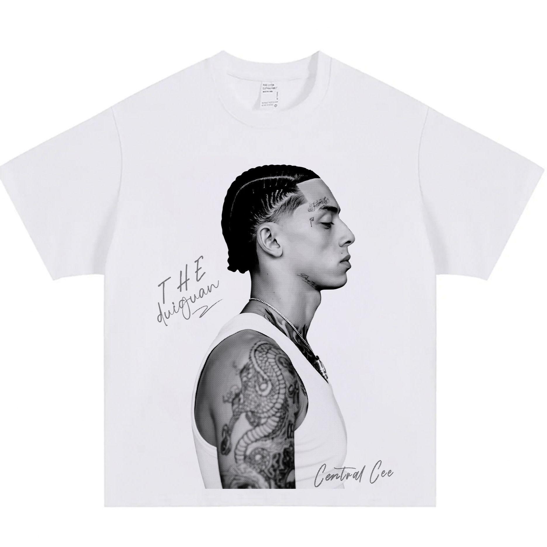 

Американская футболка с принтом Central Cee, мужская, свободного кроя, с коротким рукавом, из тяжелого чистого хлопка, повседневный топ, стройнящая и в стиле хип-хоп на лето 4XL