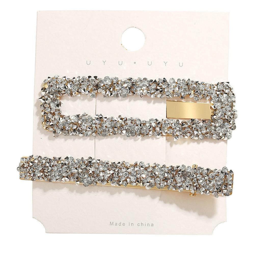 2 Piece Set Women's Alloy Crystal Rhinestone Hairpin Temperament Simple Bangs Hairpin