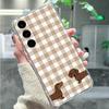 Anti-Fingerprint White-Brown Plaid Dachshund Phone Case For Samsung S20 Plus S21 S22 S23 S24 A14 M53 5G M23 5G Tpu Funda