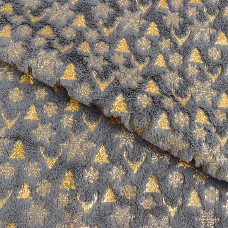 PV Velvet Gold Stamping Fabric for Autumn & Winter - Ideal for Christmas Tree, Plush Snowflake Clothing, Shoes, Hats, Luggage, and Toys.