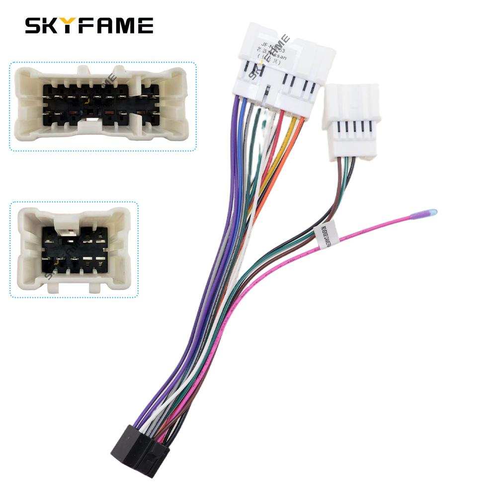 SKYFAME 16pin Car Wiring Harness Adapter Decoder Adnroid Radio Power Cable For Nissan Old Only Cable