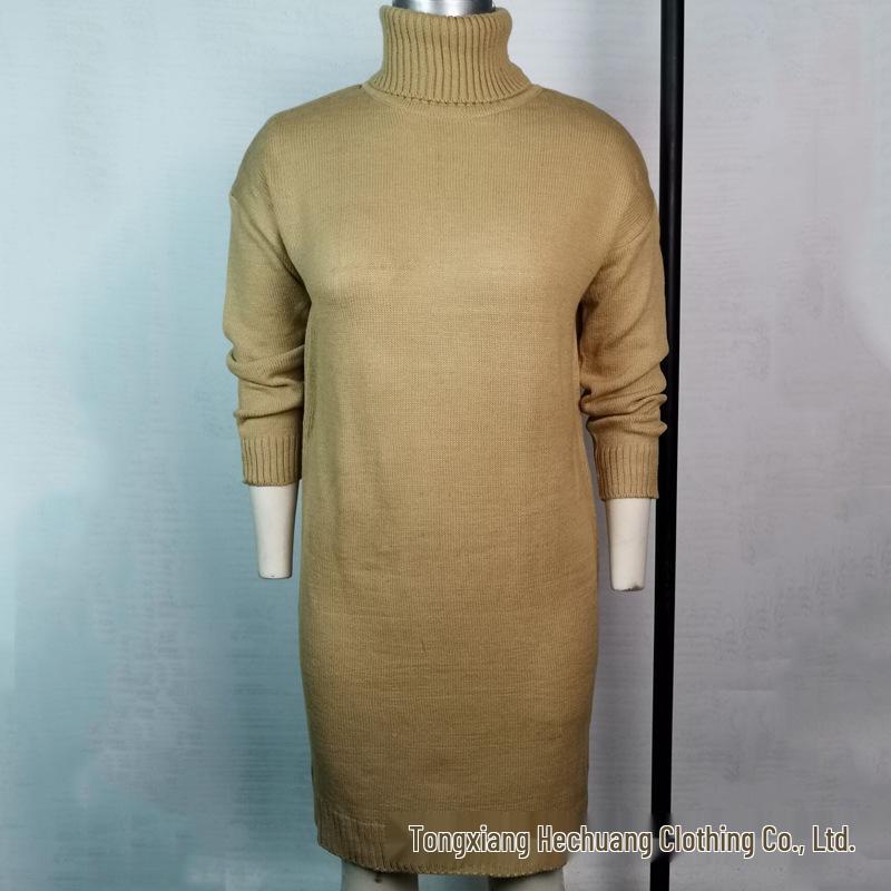 Women's Mid-Length High Neck Knitted Sweater Cardigan