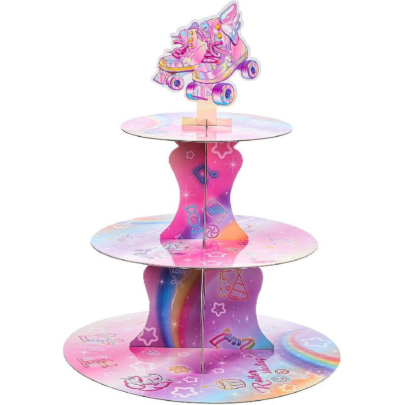 Honeydak 3 Tier Fairy Party Cupcake Stand Decorations Fairy Theme Cupcake Holder Decorations Wing Ballet Dancer Dessert Tower for Kids Party Birthday