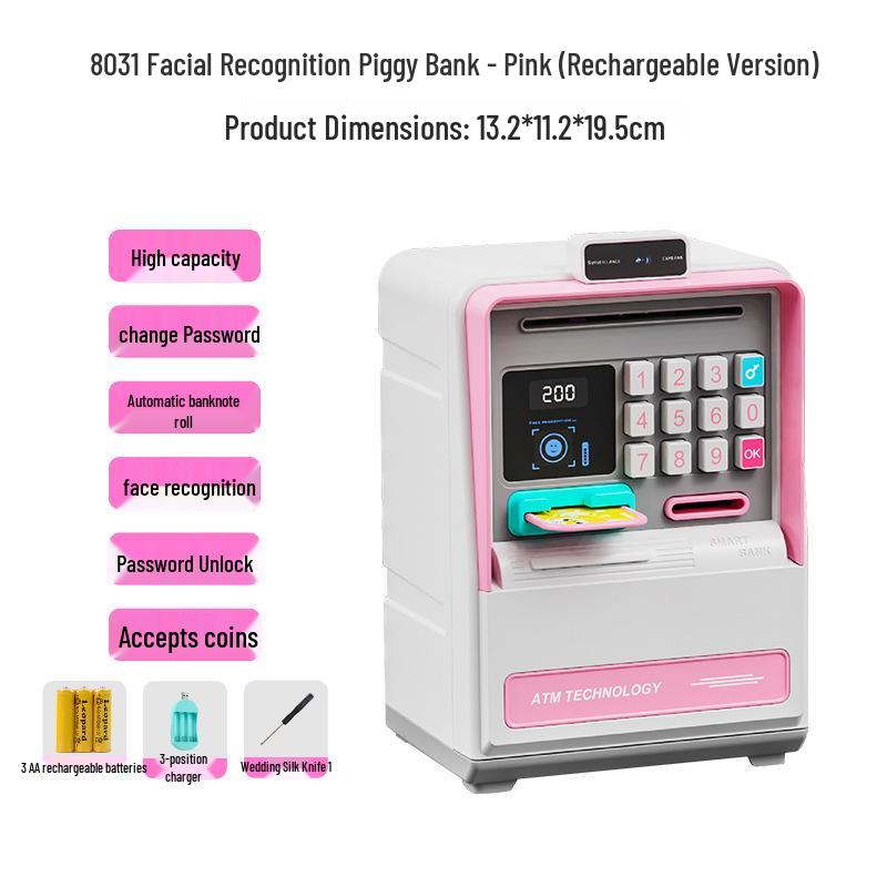 Smart Kids' ATM Money Saving Box with Face Recognition and Automatic Bill Rolling
