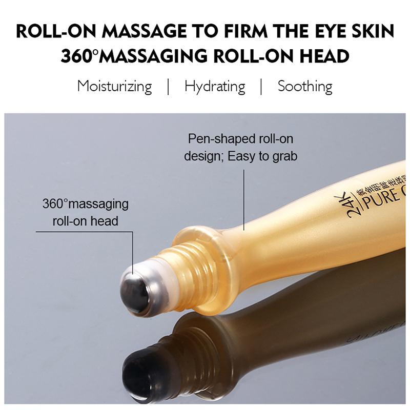 Crema occhi roll-on idratante con siero roll-on color oro 24 carati, crema idratante per occhi rotolante all'acqua