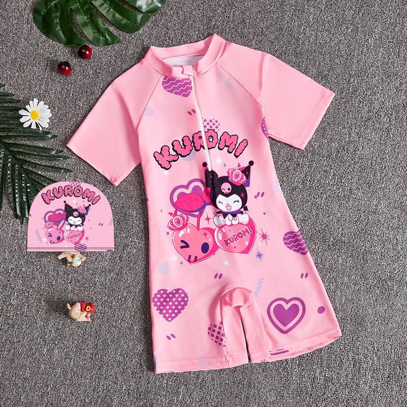 2025 Summer New Kids' Cartoon Swimsuit: Girls' One-Piece or Boys' Short-Sleeved Suit