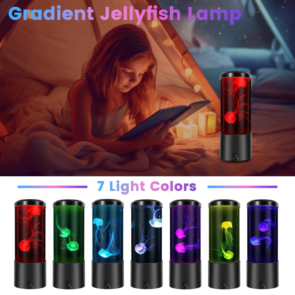 LED Jellyfish Lava Lamp USB Electric Jellyfish Night Lamp Multi Color Desktop Mood Light Decoration for Children Room Home