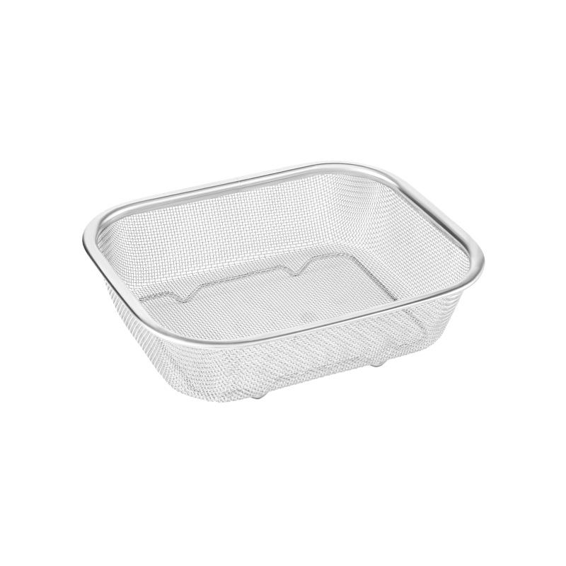 SP Sauce Stainless Steel Square Fry Basket with Stand and Oil Draining Tray