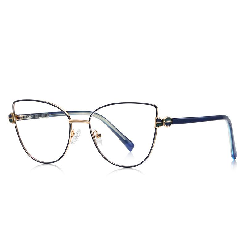 Elegant Beige Cat Eye Reading Glasses Women Luxury Metal Frame Computer Goggles Vision Care Blue Light Blocking Eyewear
