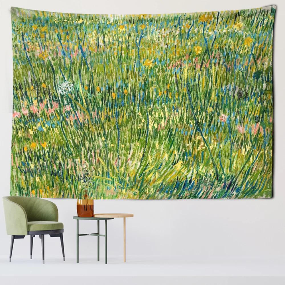 Gobelin Van Gogh Aloesowy Wóz i Daleki Pociąg Salon Tło Domu Tkanina Wisząca Dekoracja Ścienna