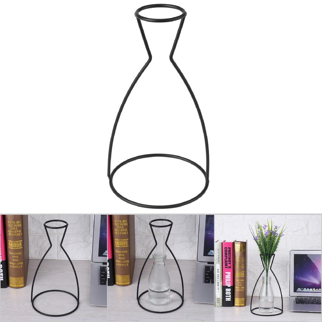 Creative Shapes Black Metal Flower Vase Frame Plant Holder Cafe Home Decor