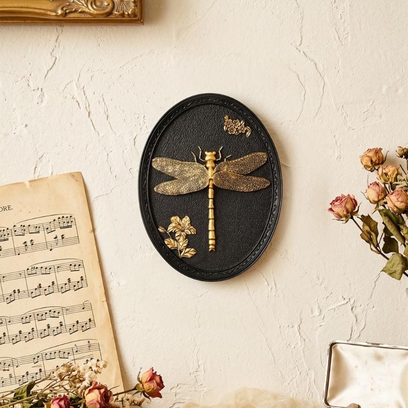 Plastic Insect Wall Plaque with Deep Relief Nature Forms for Interior Wall Display or Decorative Shelf Placement