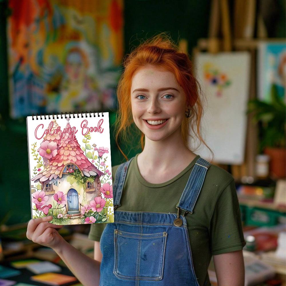 1pc,Girls Coloring Book - 30 Different Patterns,100gsm,11.2x8.3 “Stress Relief,Easter,Birthday,Valentine's Day Gift