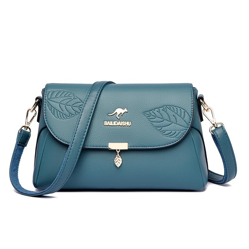 Soft Leather Embossed Shoulder Bag for Middle-aged Ladies, Crossbody Bag, Trendy Bag