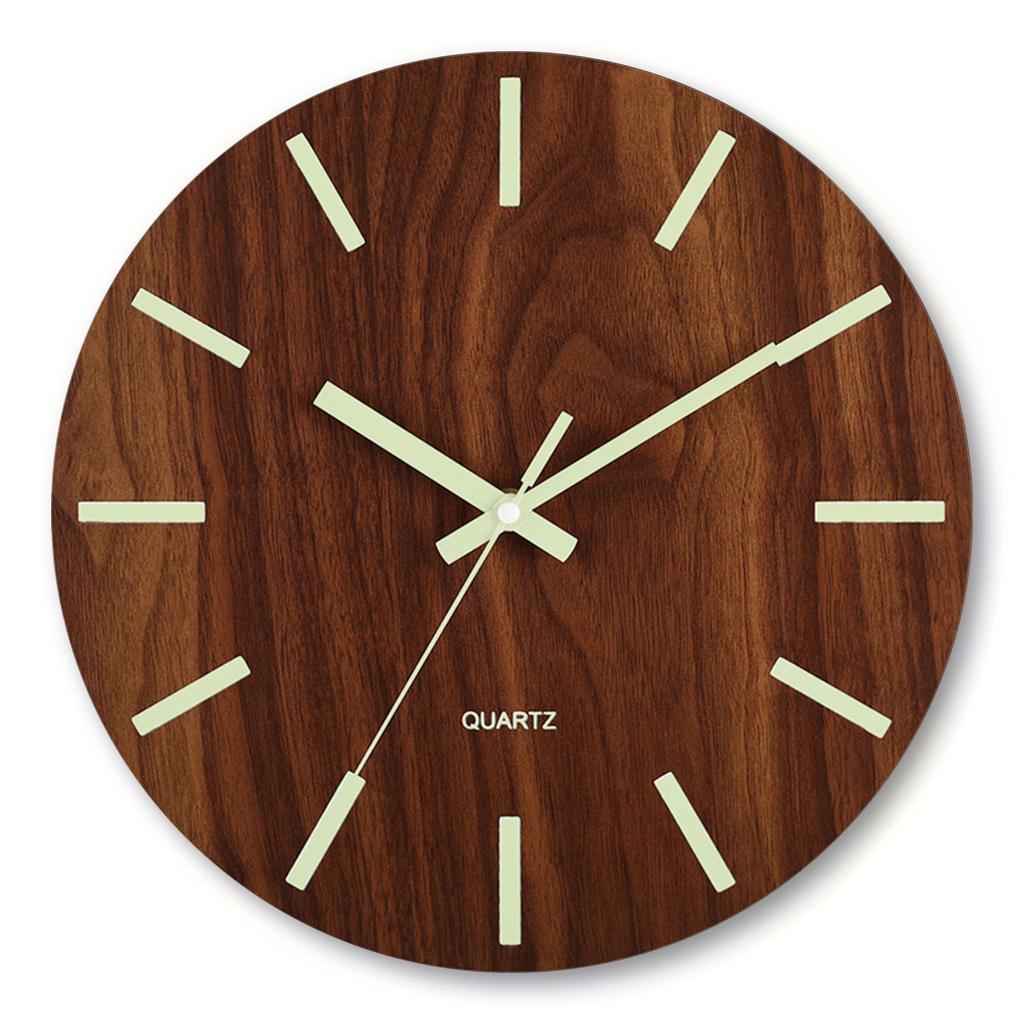 8-Inch luminous wall clock silent wood grain clock MDF fluorescent clock quartz clock
