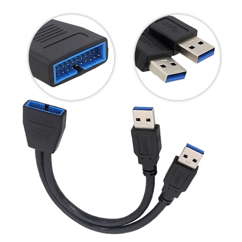 Double Port USB3.0 Male to Motherboard  19Pin Header Adapter Cable USB Extension Cable For PC Computer Board