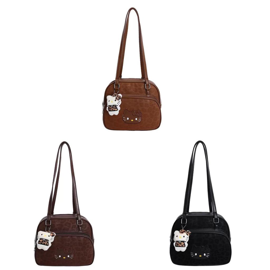 Retro Leopard Print Backpack Pu Cartoon Cute Casual Bag For Women And Men