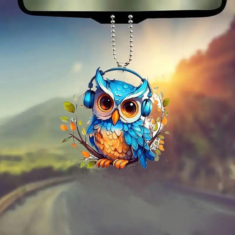 Adorable Acrylic Cartoon Owl Car Pendant For Stylish Vehicle Decoration