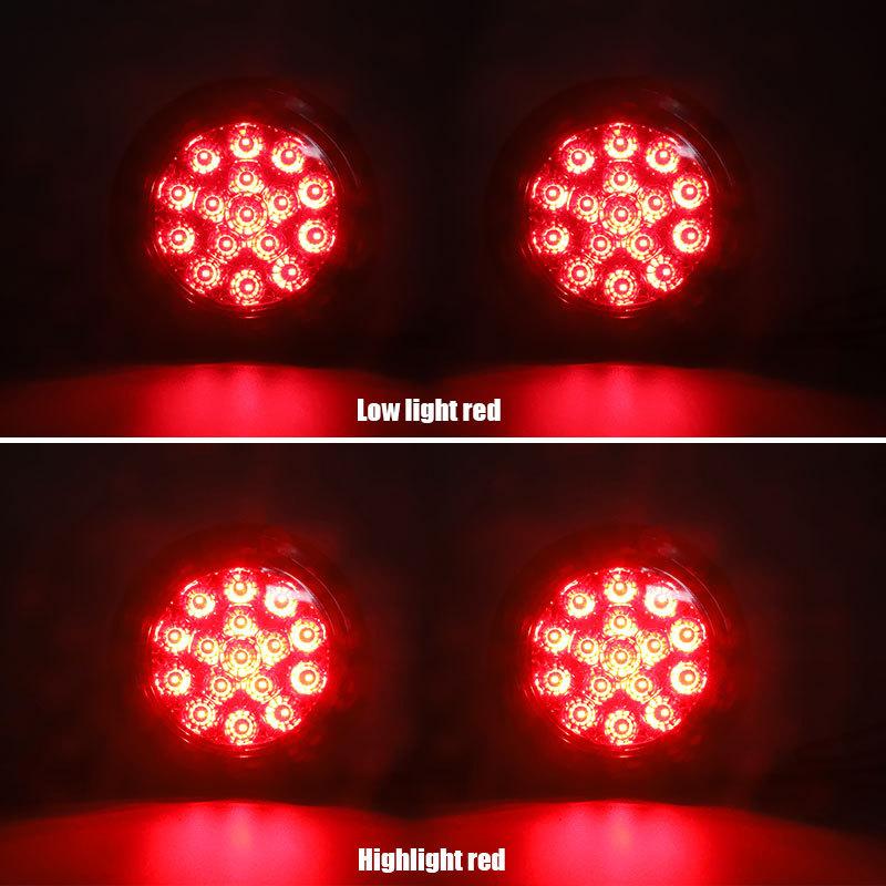 12V 24V Round 4 inch 16 LED Tail Lights Waterproof Brake Turn Signal Reversing Light For Truck Trailer Tractor Lorry Campers Van