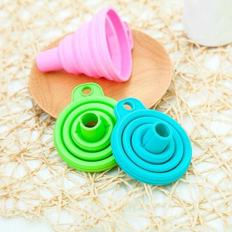 1Pcs Kitchen Mini Silicone Gel Foldable Funnel Hopper Cooking Kitchen Gadgets
