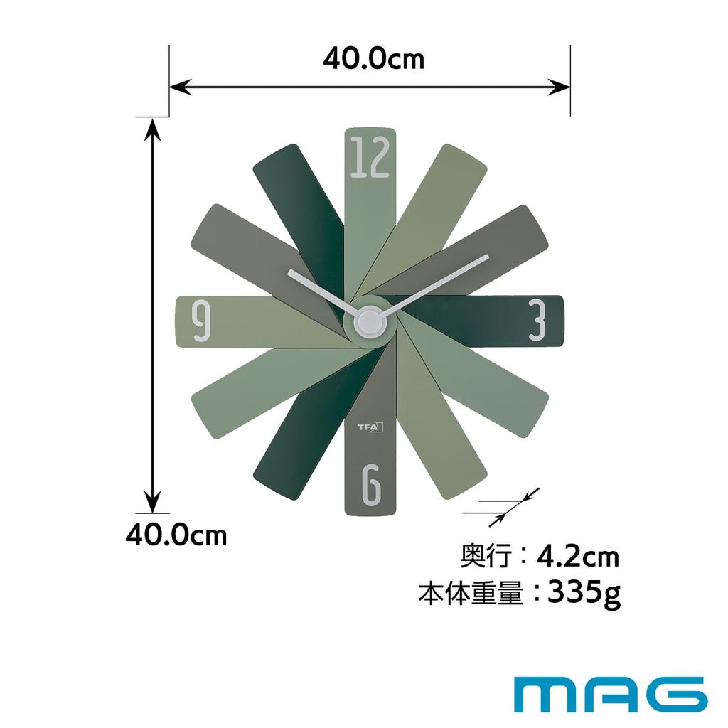 Noah Precision Wall Stylish and Interior Designer Assembly Approximately 40cm H x 40cm CLOCK IN THE BOX Clock, Cute, Design, Required, W, Green,