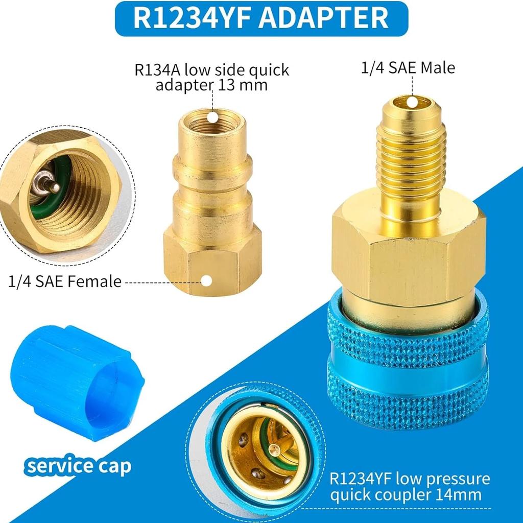 Car Air Conditioner Quick Coupling Adapter R1234YF To R134A, Connector Hose for AC Charging of Car Air Conditioner