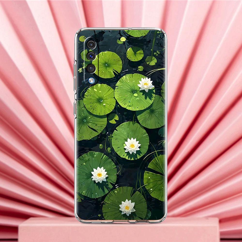 Phone Case For Samsung A56 A36 A26 A24 A16 A14 A12 A32 A50 A70 A20E A22 A40 A34 A54 A42 A52 5G A04s A06 Cover Lotus Pattern