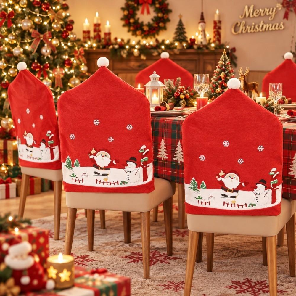 Snowman Chair Protective Slipcover Santa Claus Stool Cover Christmas Chair Cover Xmas Party
